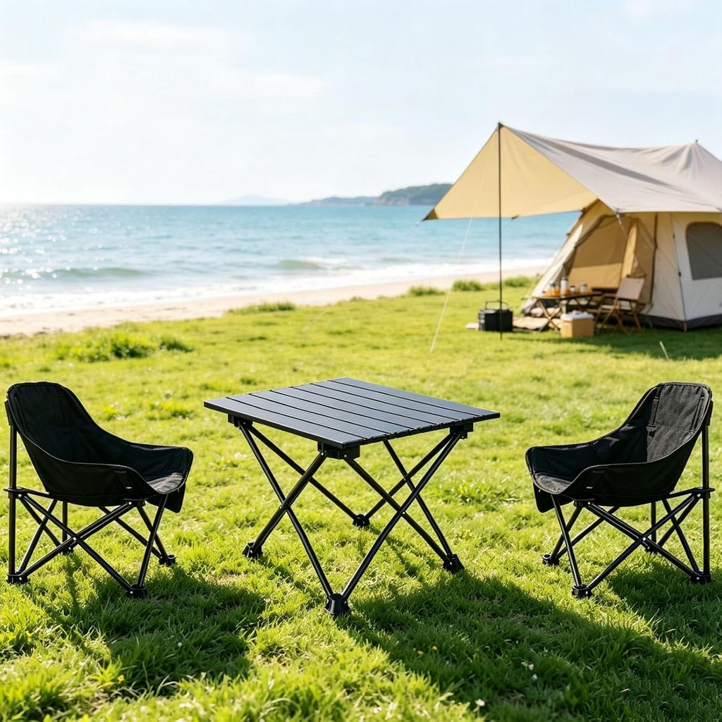 Portable Camping Chair Table Set,2 Pcs Folding Picnic Table Chair with Carry Bag,600D Oxford Fabric,Compact Camping