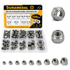 SAE Lock Nut Assortment Kit,136Pcs Stainless #4-1/2 Nylock Nuts
