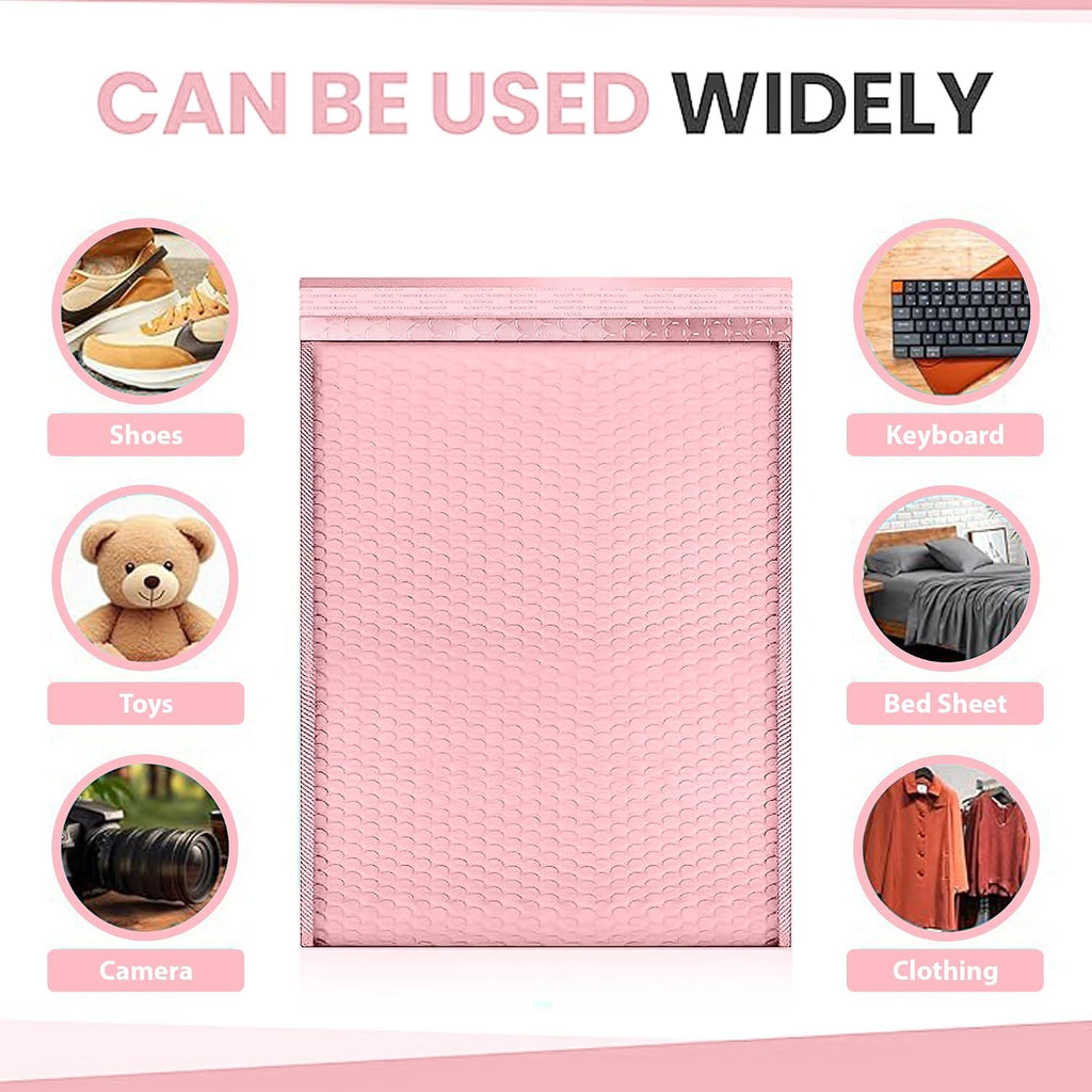 Light Pink Bubble Mailers 14.25x20, Poly Padded Envelopes #7, 15 Pack