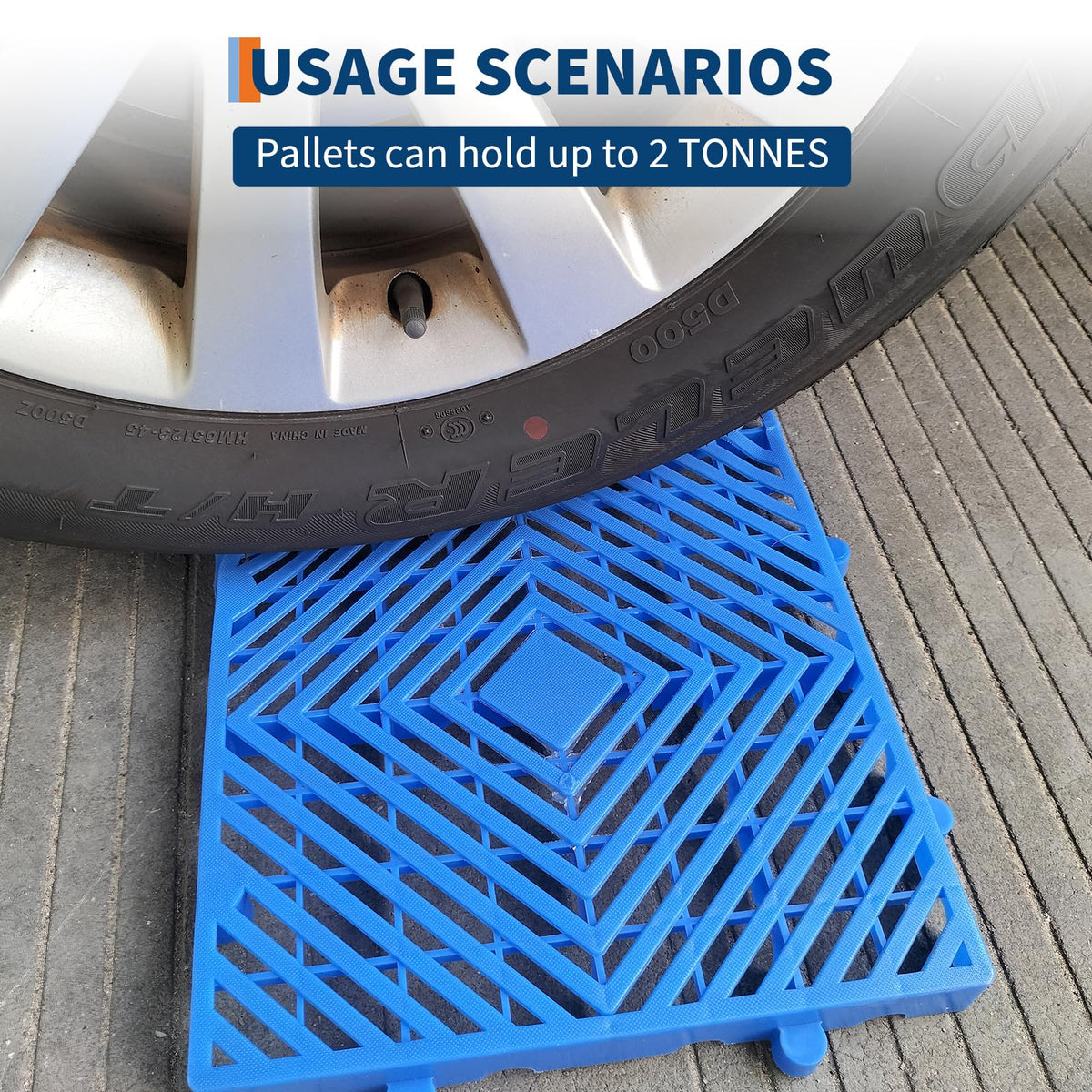 Plastic Pallets, 6 Pack Lightweight Waterproof Floor Pallets,Spliceable Outdoor Breathable Grid Platform for Garage