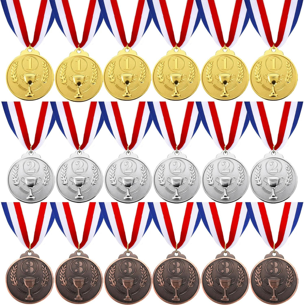 18 Pcs Gold Silver Bronze Award Medals, 1st 2nd 3rd Award Medals Zinc Alloy Winner Medals Gold Silver Bronze Prizes
