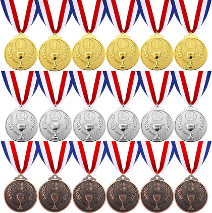 18 Pcs Gold Silver Bronze Award Medals, 1st 2nd 3rd Award Medals Zinc Alloy Winner Medals Gold Silver Bronze Prizes