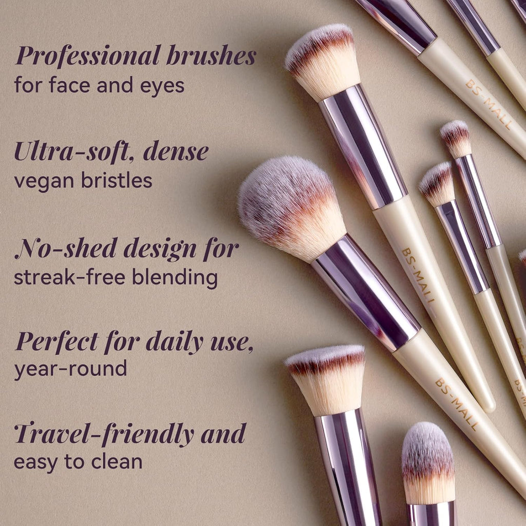 Makeup Brush Set 18 Pcs Professional Foundation Powder Concealers Eyeshadow Blush Synthetic Makeup Brushes with