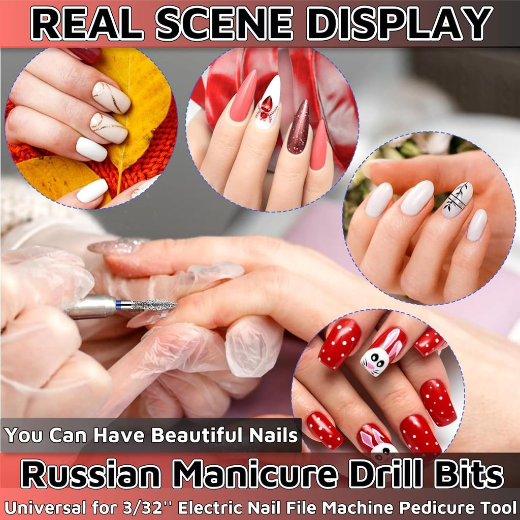 Russian Manicure Drill Bits 30PCS，Electric Nail Drill Bits Nail Drill Bit Set，Cuticle Bit for Nail Drill，Cuticle
