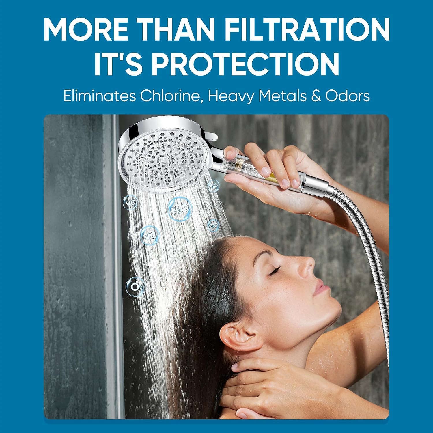 Filtered Shower Head with Handheld, Water Softener for Hard Water | High Pressure 6 Spray Mode Shower Head with