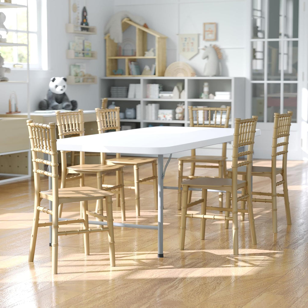 Hercules Kids Resin Chiavari Chair, Gold, 6-Pack