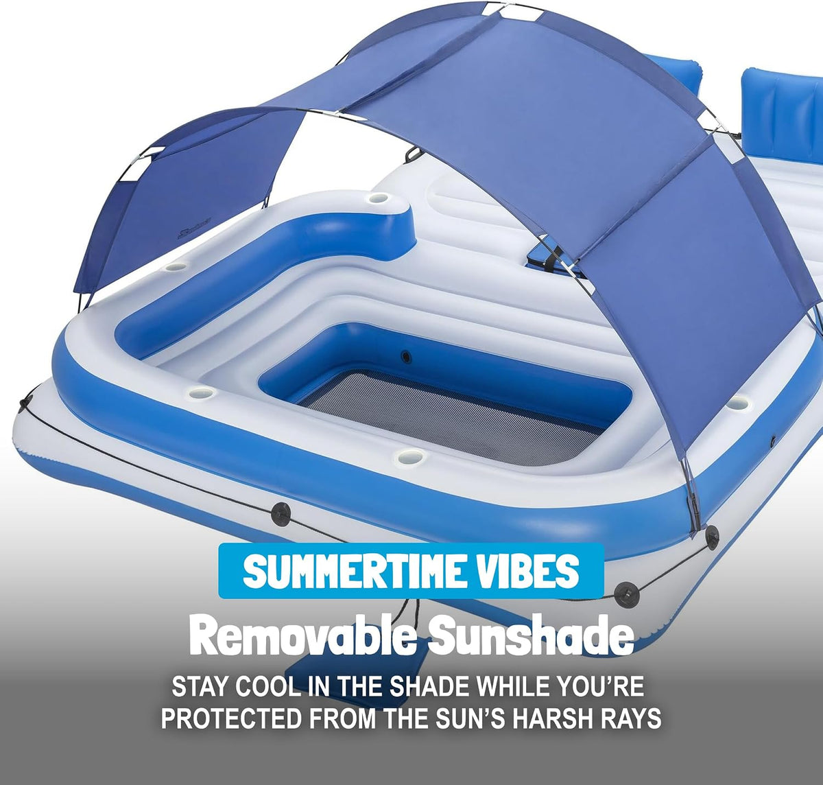 CoolerZ Tropical Breeze Party Island, Large 6 Person Adult Inflatable Lounger Lake Float