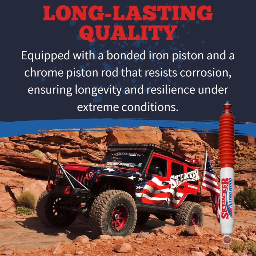 TrendsAuto Set of Hydro 7000 Series Front & Rear Hydraulic Action Shocks fits 2007 2018 Wrangler JK & Rubicon 2WD 4WD with 1-2.5” Front & 2-3.5” Rear Lift | Durable Design | Velocity-Sensitive Valving