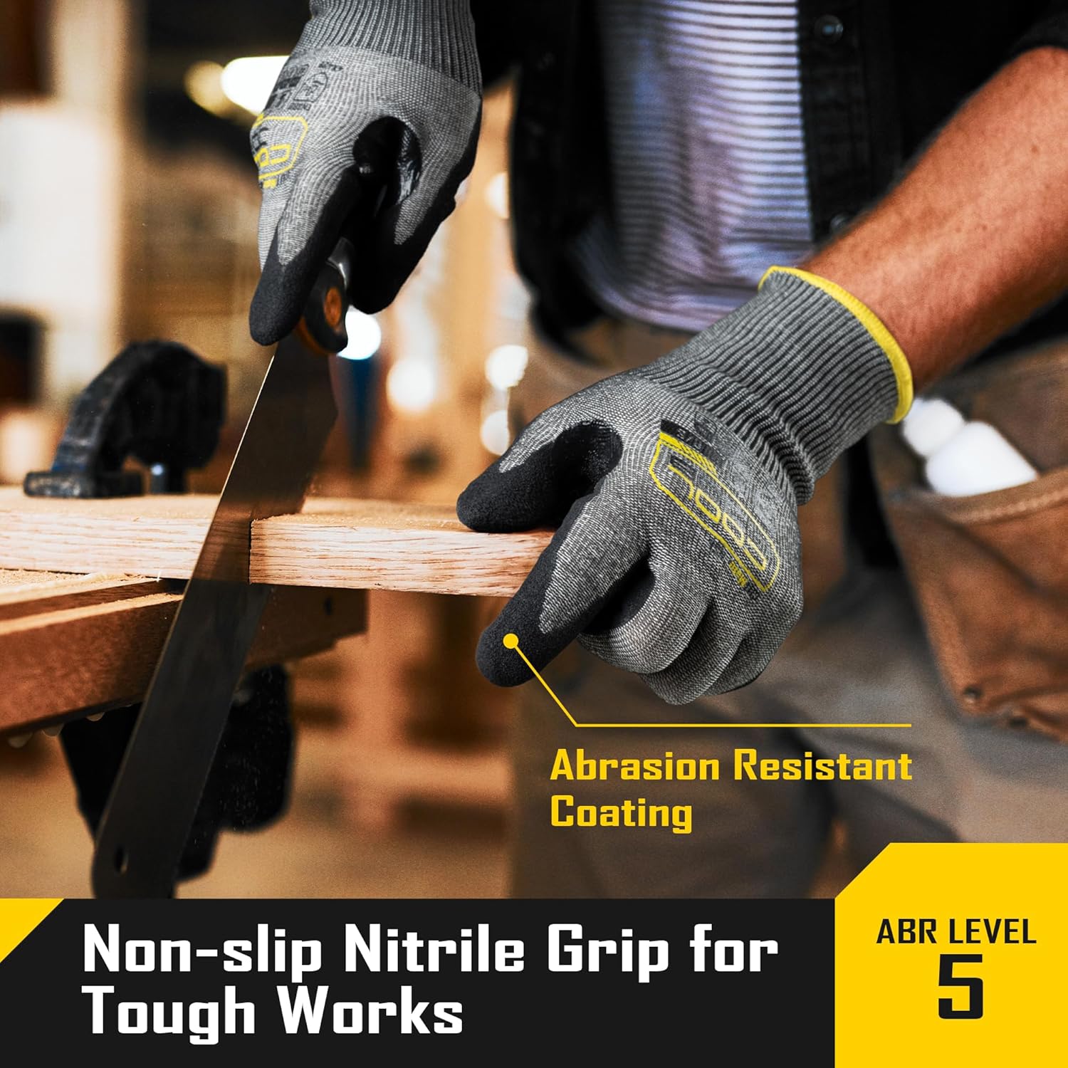 ANSI A5 Cut Resistant Gloves - 1/3/12 Pairs, Nitrile Rubber Dipped Safety Work Gloves for Men, Knife Proof with Grip
