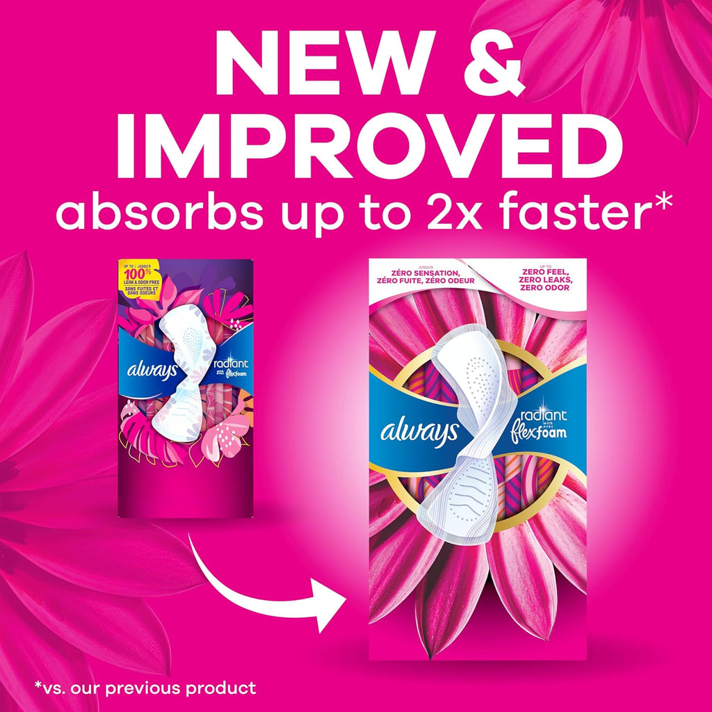 Radiant Feminine Pads for Women, Flexfoam Pads with Wings, Size 2, Heavy Absorbency, Lightly Scented, 78 Count (3
