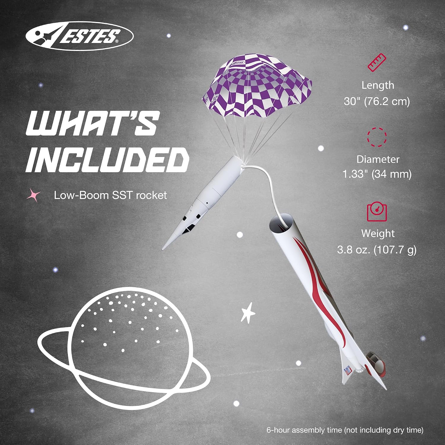 7289 Low-Boom SST Flying-Model-Rocket Kit, Expert Rocket-Building Kit for Ages 10+