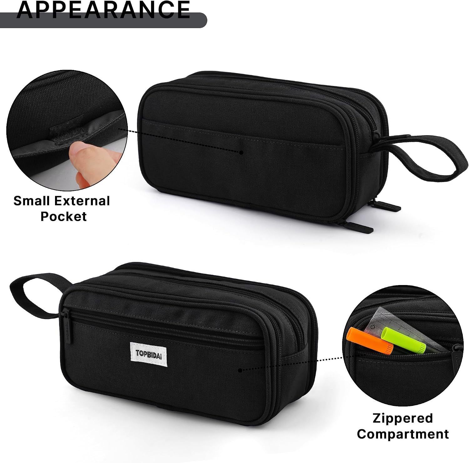 Large Pencil Case Pouch for Girls Boy Women Men Adults | Big Capacity Canvas Pencil Bag, Office School Supplies