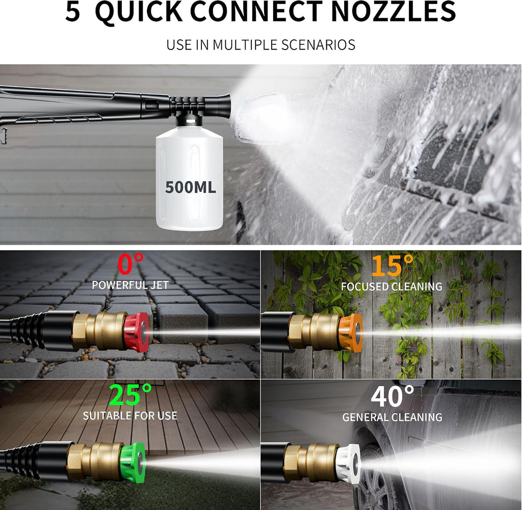 2026New Power Pressure Washer 4800PSI with 4 Quick Connect Nozzles,Inlet Hose & Filter, Foam Cannon for