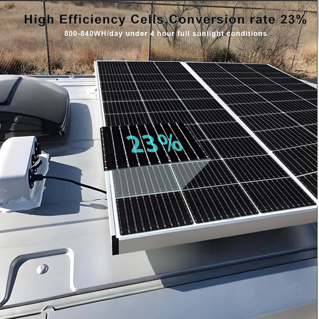 200 Watt 12Volt/24Volt Solar Panel Starter Kit | 2PCS 105W Monocrystalline Module 20A Charge Controller for RV