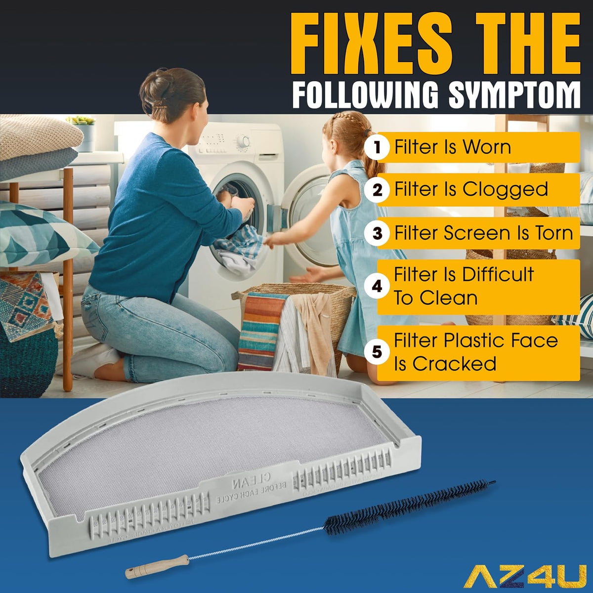 AZ4U Dryer Lint Screen Replacement For GE Gas Dryer GTD65EBSJ3WS GTX22EASK0WW GTD45EASJ2WS GTD42GASJ2WW GTD42GASJ0WW GTD72EBSN0WS GTD65GBSJ1WS GTD42GASJWW GTX22GASK0WW HTX21EASK0WW GTD45EASJ0WS Dryer