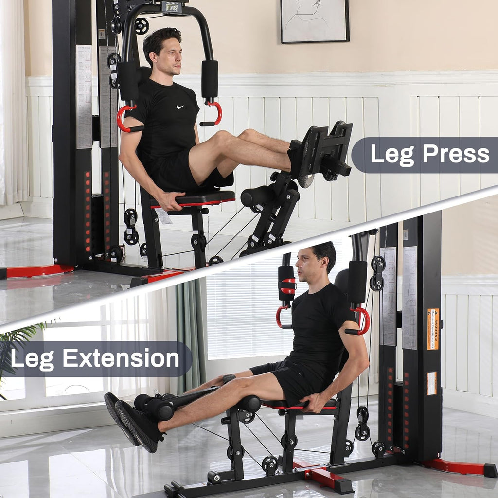 Home Gym Equipment, Multifunctional Full Body Workout Weight Machine Station with Weight Stack, All in One Exercise