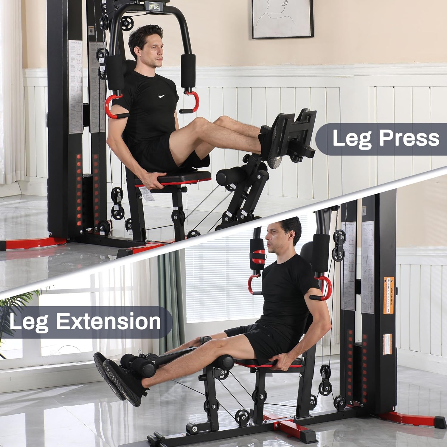 Home Gym Equipment, Multifunctional Full Body Workout Weight Machine Station with Weight Stack, All in One Exercise