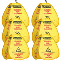 6 Pack 16" Pop-up Wet Floor Sign Closed for Cleaning Signs Yellow 4-sided English/Spanish Warning Foldable Highly