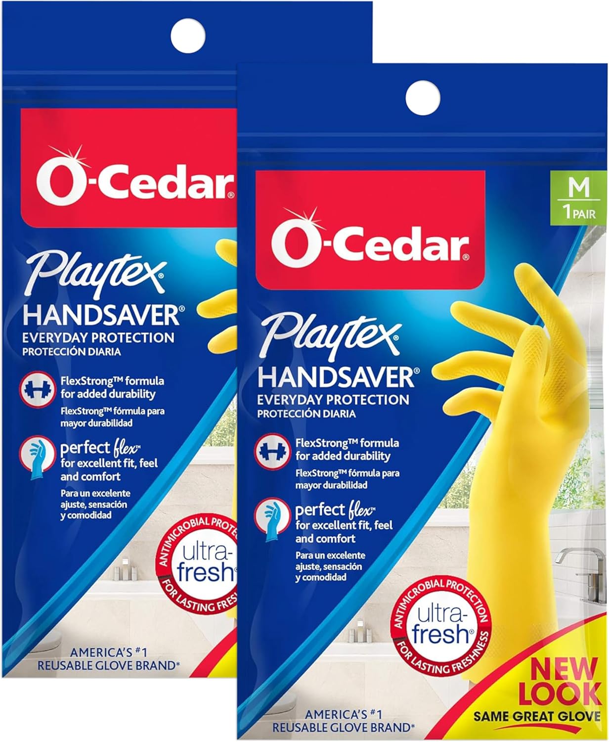 HandSaver Reuseable Rubber Cleaning Gloves (Medium, 2 Pairs), Everyday Protection Reusable Household Gloves