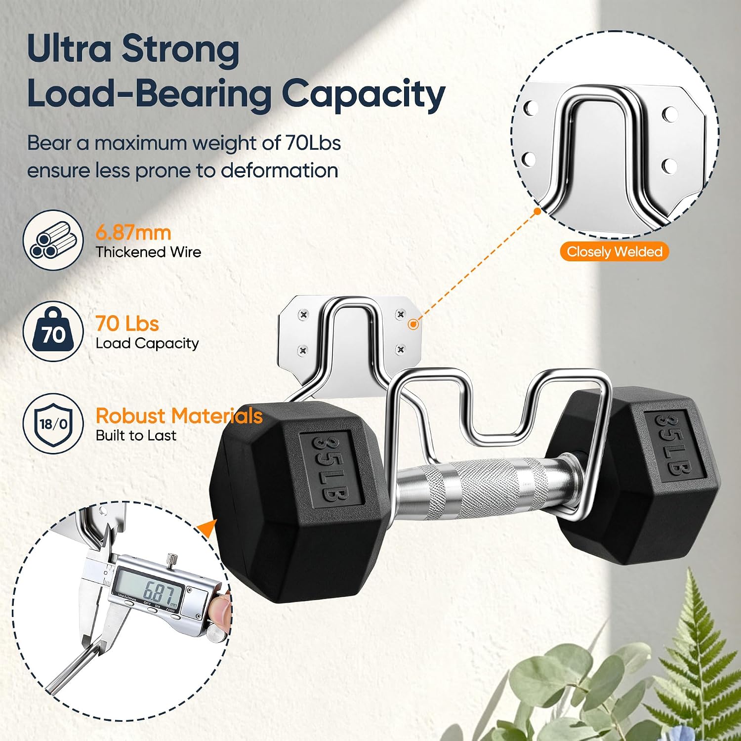 Water Hose Holder, Metal Hose Holders for Outside Garden, 2PCS | 18/0 Stainless Steel Garden Hose Holder Wall Mount
