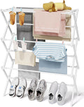 Foldable 3-Tier Clothes Drying Rack 37.4" H with Non-Slip Feet | Indoor & Outdoor Use, Space Saving, Metal Frame