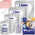 Lebodu 120 Mylar Bags with 120 x 300cc Oxygen Absorbers for Food Storage | 8 Mil, 4 Sizes (10"x14", 7.5"x11.5"