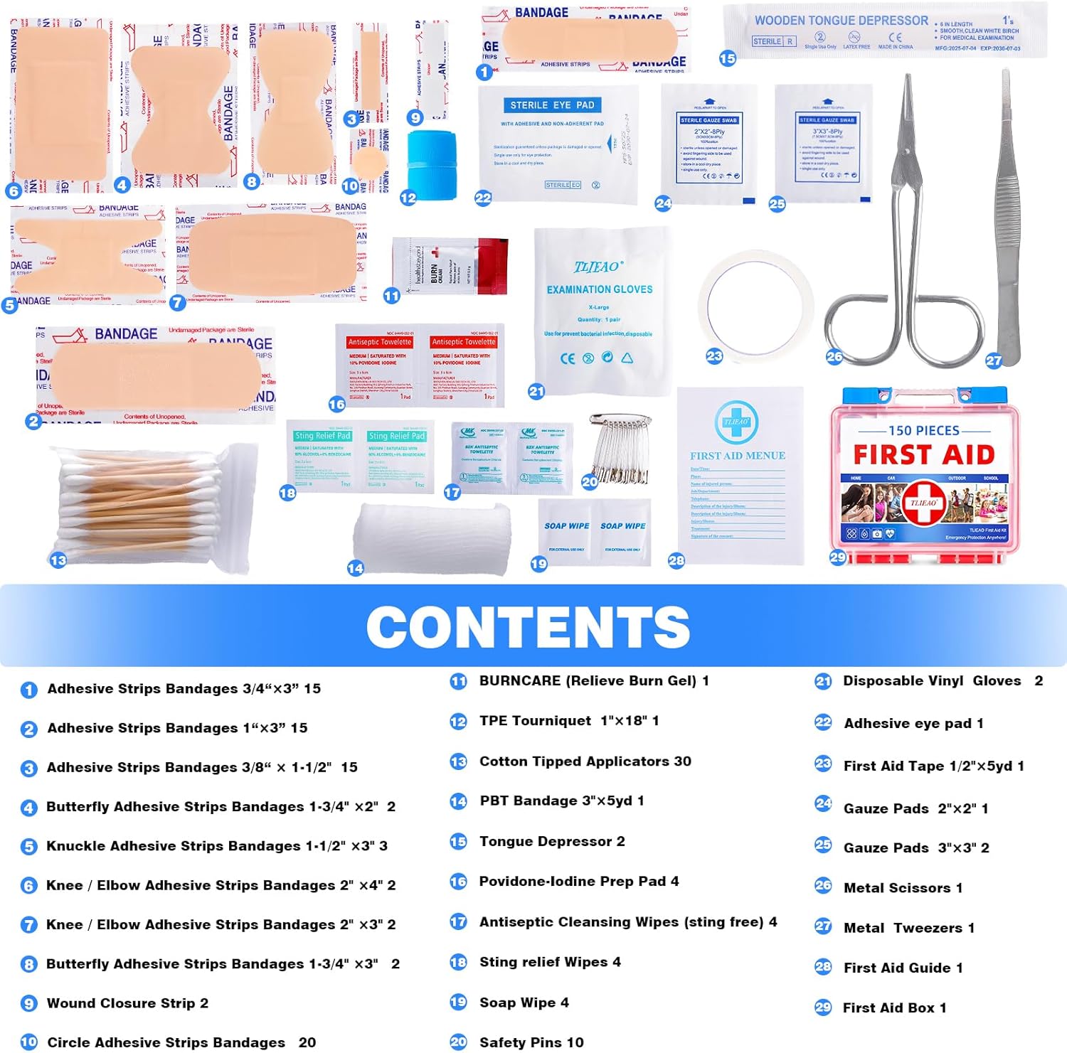 Mini First Aid Kit - 150 Pieces Emergency Medical Kit for Home, Car, Travel, Camping, Truck, Hiking, Sports, Office