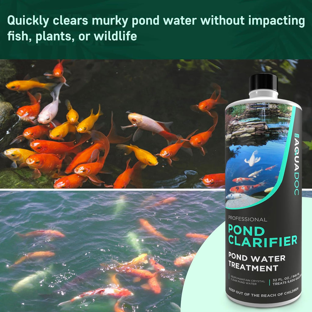 AquaDoc Pond Water Clarifier - Enzyme-Based Treatment for Fish Ponds, 32 oz