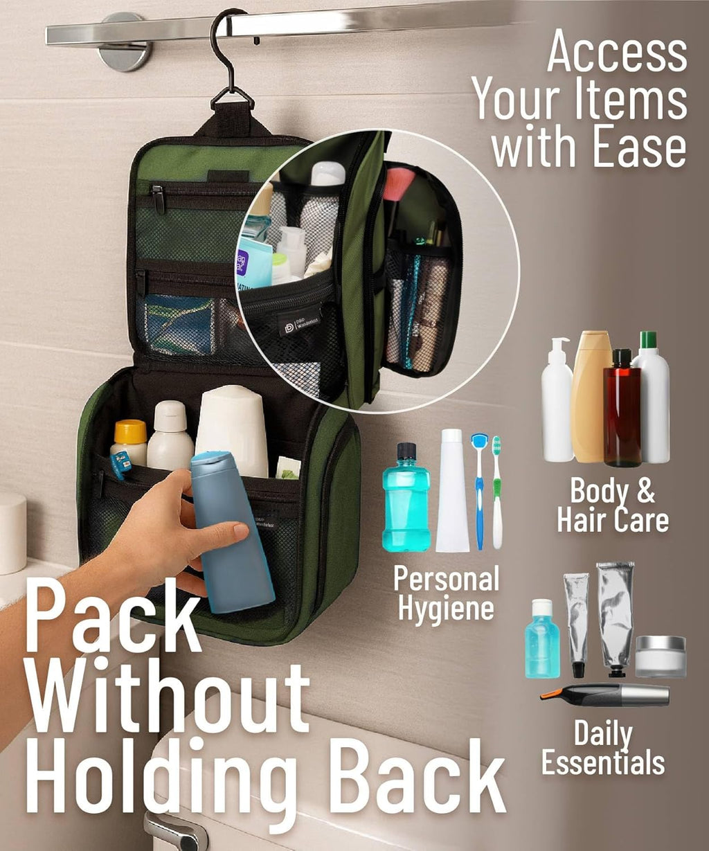 D&D Wanderlust D&D Hanging Travel Toiletry Bag for Men and Women – Cosmetics, Makeup and Toiletries Organizer Kit