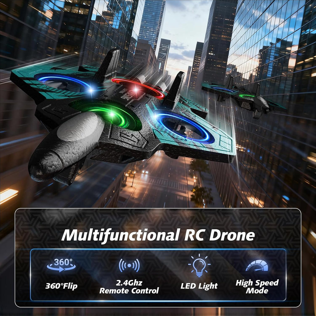 Foam RC Airplane with Cool Led Light, 360° Flip and Headless Mode, Remote Control Airplane RC Plane for Kids Adults