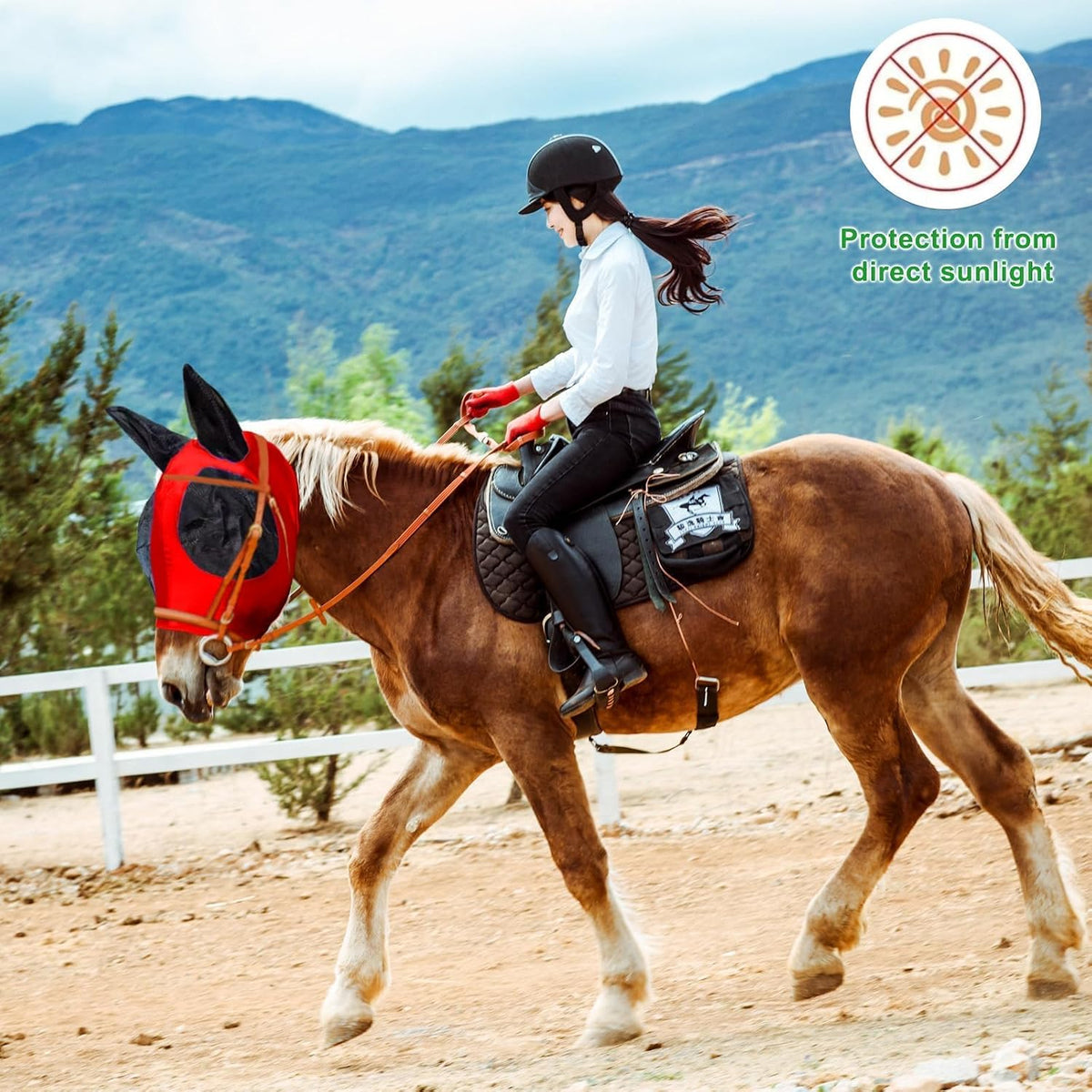 3 Pcs Horse Fly Mask - Fly Masks for Horses with Ears, Fashionable and Breathable Stretch Fabric with UV & Sun