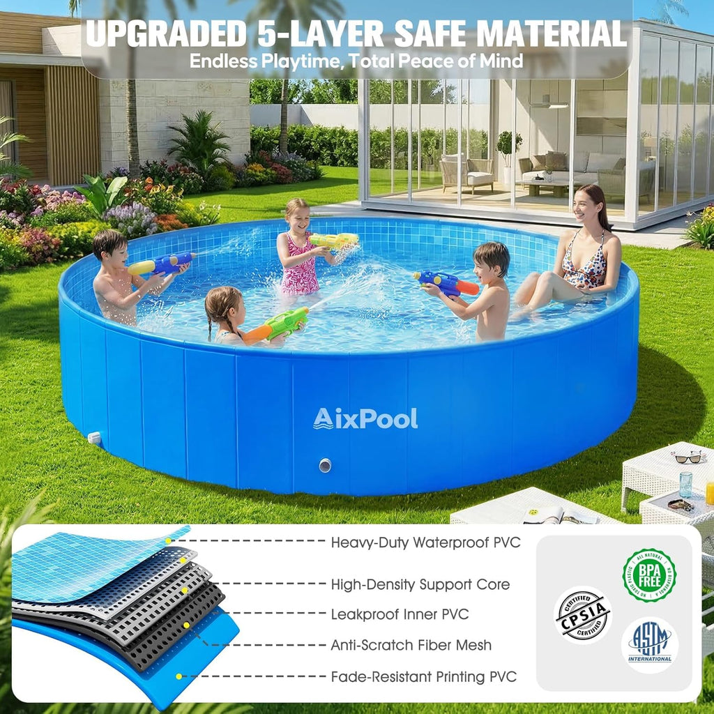 2026 Large Foldable Pool,Non-Inflatable Pool for Adult,Foldable Swimming Pool,Plastic Kiddie Portable