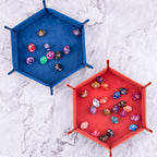 2 Pcs Dice Tray PU Leather Dice Trays Folding Hexagon Dices Holder