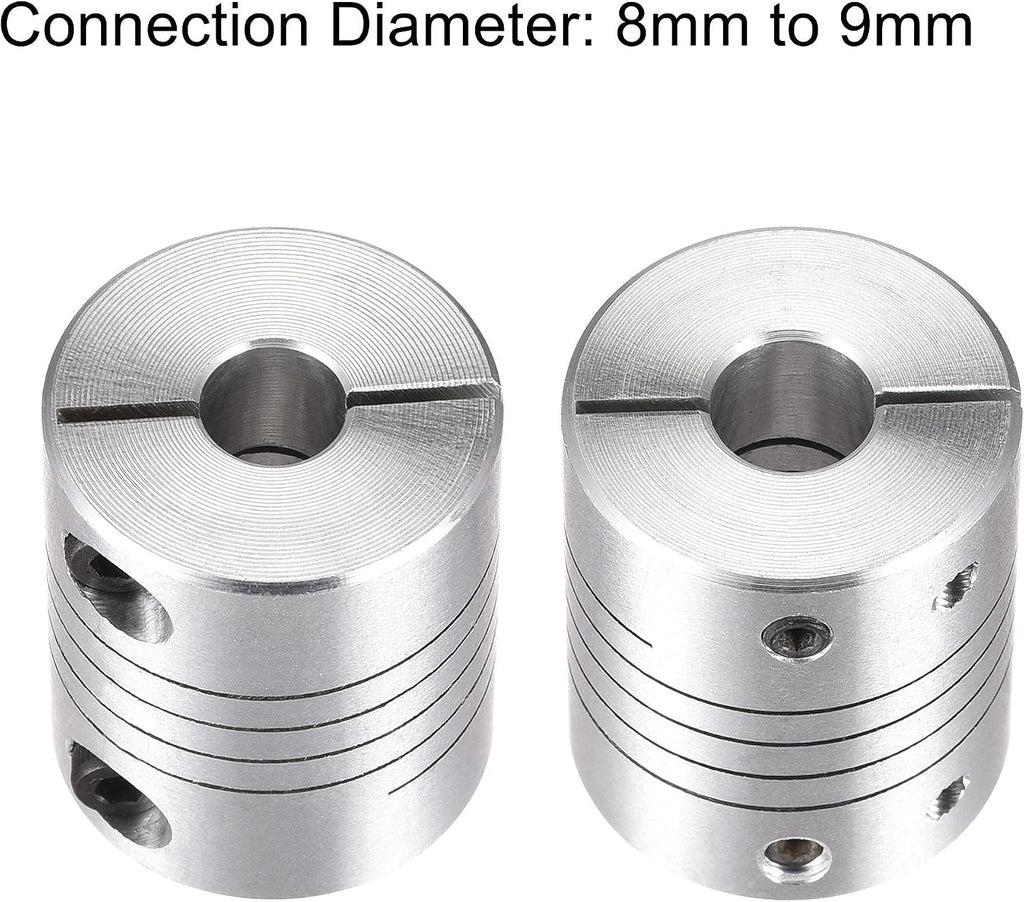uxcell Motor Shaft 8mm to 9mm Helical Beam Coupler Coupling 25mm Dia 30mm Length
