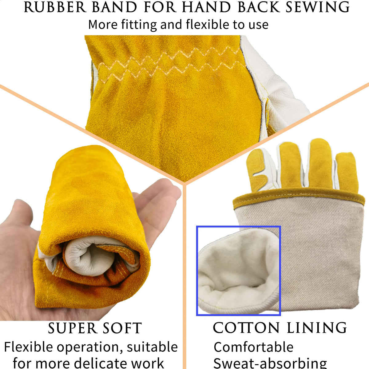 14 In Professional MIG & TIG Welding Gloves,Extra Large,Yellow-white