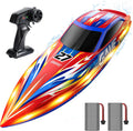 High Speed RC Boat for Kids, 25+KPH, Capsize Recovery, 30 Mins | 2x1300mAh Batteries, Remote Control Boat with LED