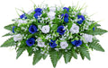 Artificial Cemetery Flowers Saddle-Shaped Tombstone Decorations Non-Fading UV-Resistant（Blue+White Saddle ）