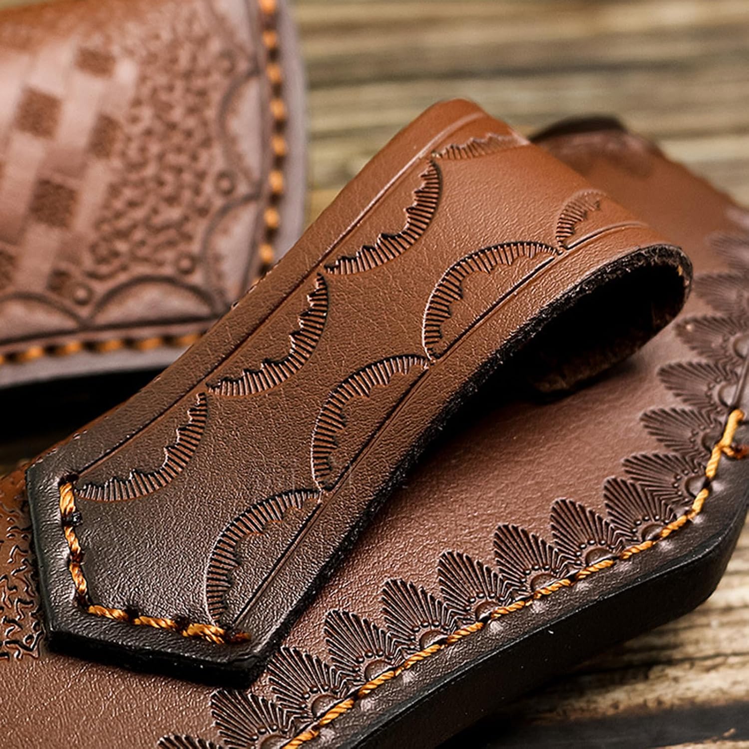 3.93" /4.72" Genuine Leather Sheath for Belt, Portable Folding Pocket Knife Case, Knife Holder Pouch Holster for Men