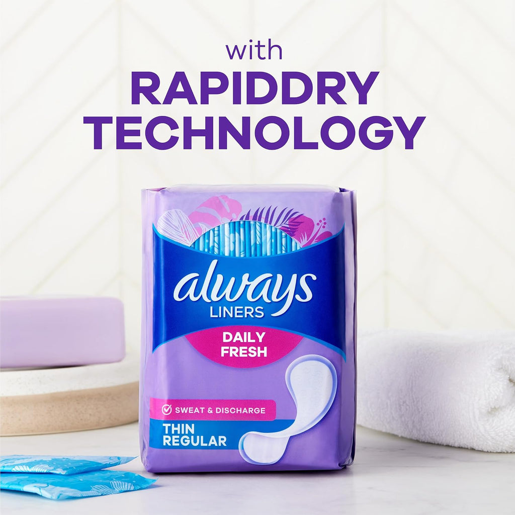 Panty Liners for Women Thin No Feel Protection Daily Liners, Regular, Unscented, 162 Count