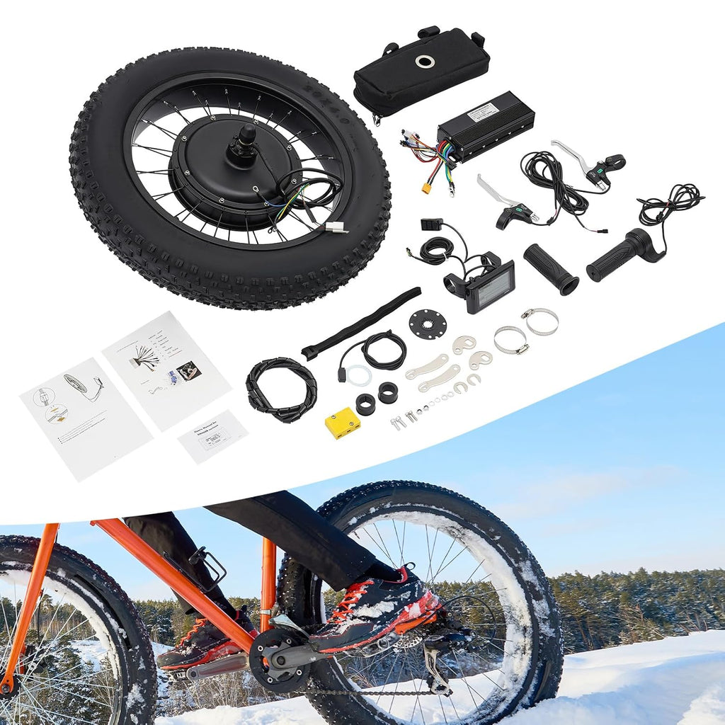 Electric Bicycle Conversion Kit, 48V 1500W Ebike 20" Rear Hub Motor Wheel Kit with PAS Sensor & LCD Display, 7 Gears