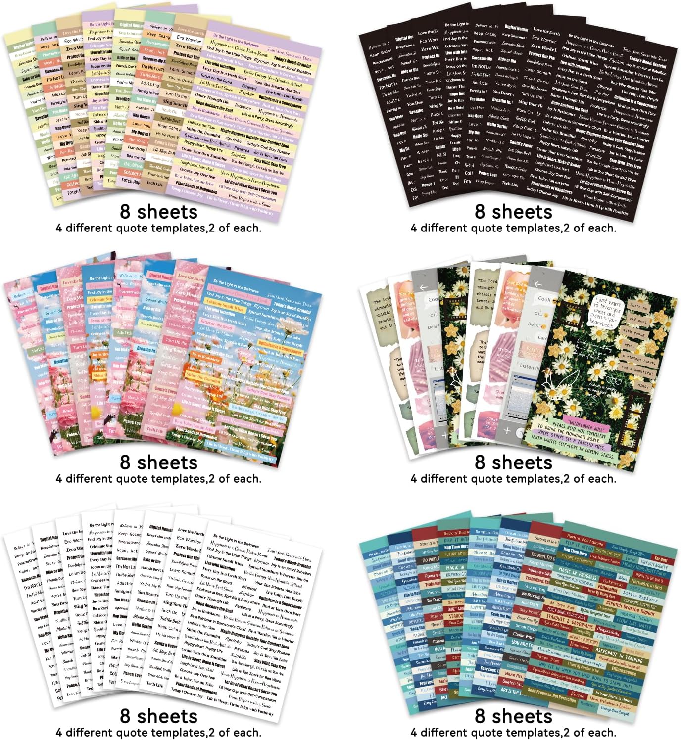 2346PCS Quote Stickers,48 Sheets Scrapbook Supplies Kit Word Stickers for Journaling, Card Making, Vision Board