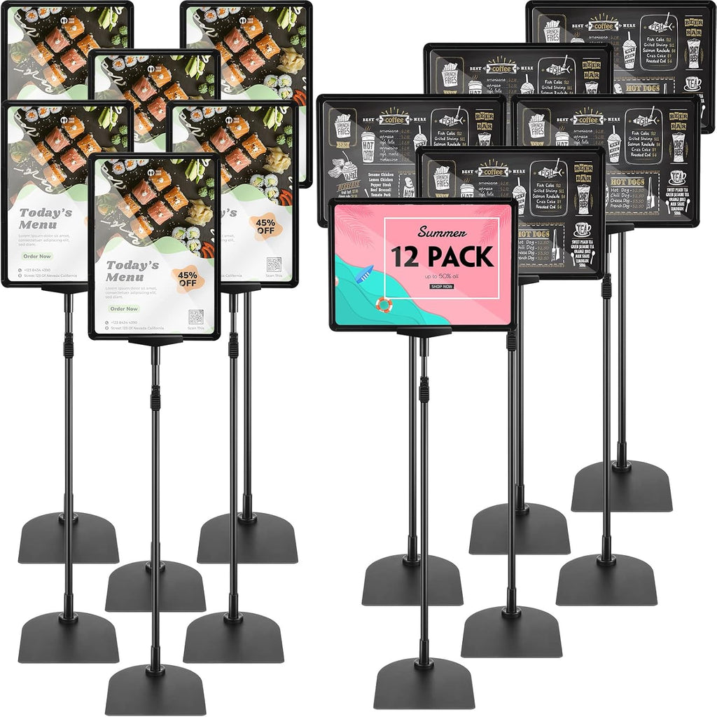 12 Pack Adjustable Poster Stand Holder Floor Standing Display Sign Holder for Advertising Business Menu Stand