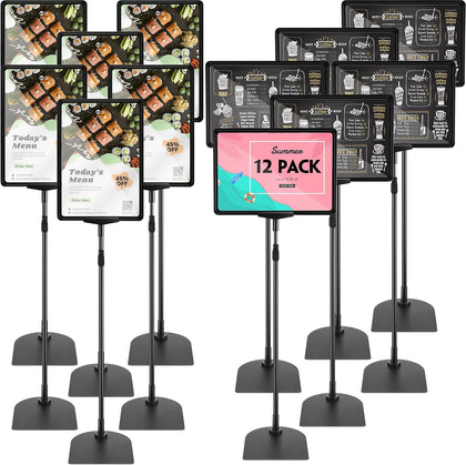 12 Pack Adjustable Poster Stand Holder Floor Standing Display Sign Holder for Advertising Business Menu Stand