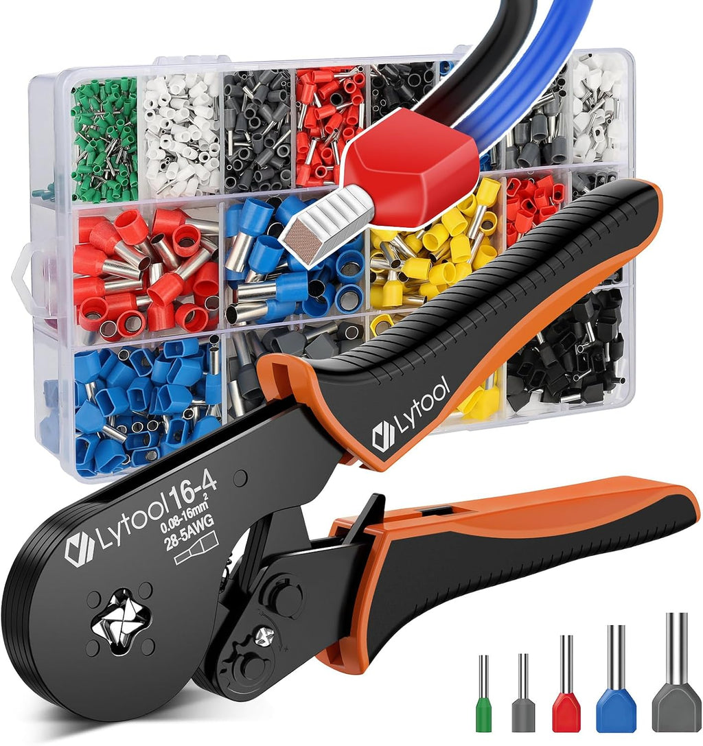 Lytool Wire Ferrule Crimping Tool Kit(AWG 28-5) with 1200PCS Wire Ferrule