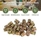 60 PCS M5-0.8 x 15mm Threaded Inserts for Wood Professional Threaded Insert Nuts for Furniture & Wooden Products, Hex Spanner Included