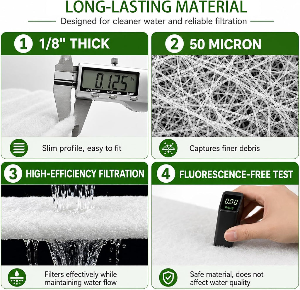 Aquarium Filter Floss Pad 24" x 36", 50 Micron Fine Polishing Pad