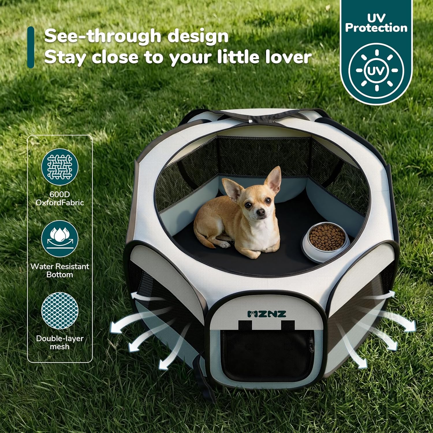 Dog Cat Playpen, Portable Small Animal Playpen Crate Indoor for Dogs Cats Rabbits, Foldable Guinea Pigs Bunny Cage