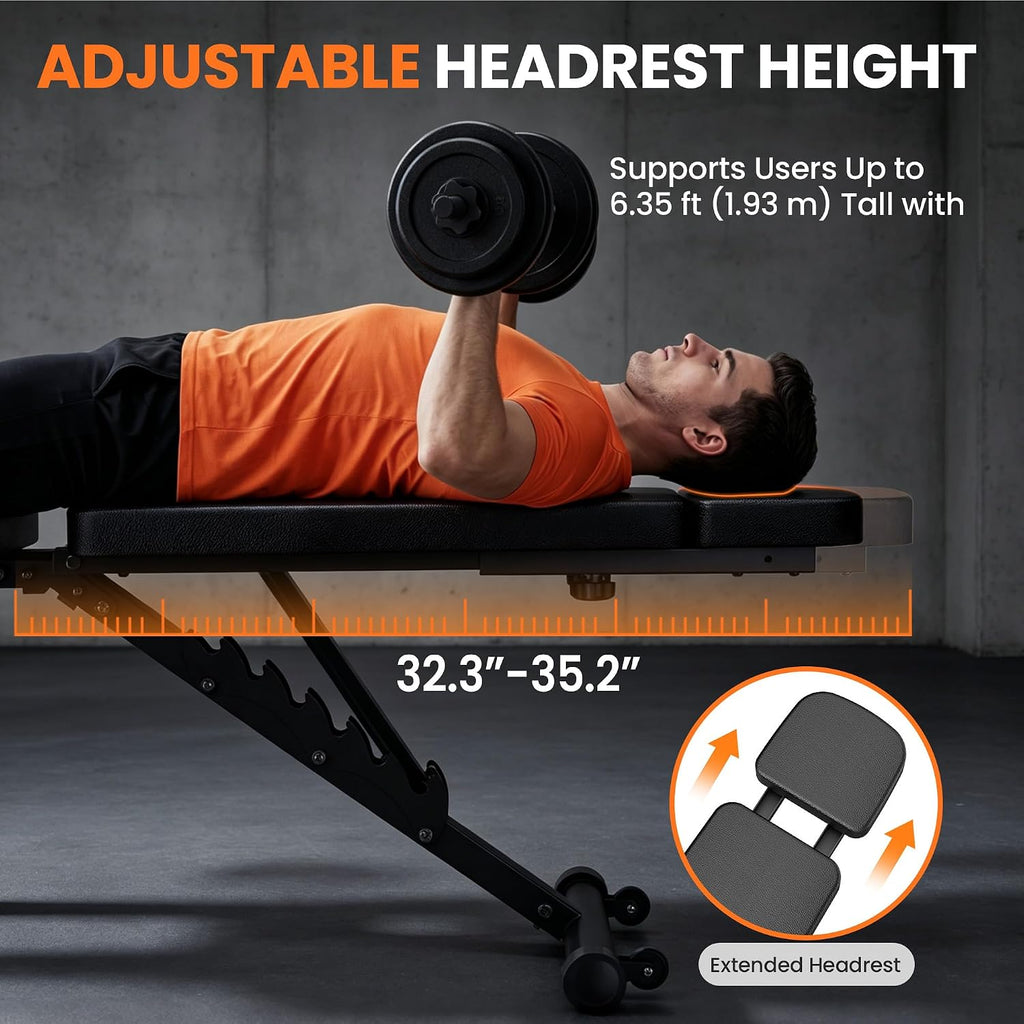 Adjustable Workout Bench, Weight Bench for Home Gym, Preacher Curl Bench with Leg Extension for Full Body Training