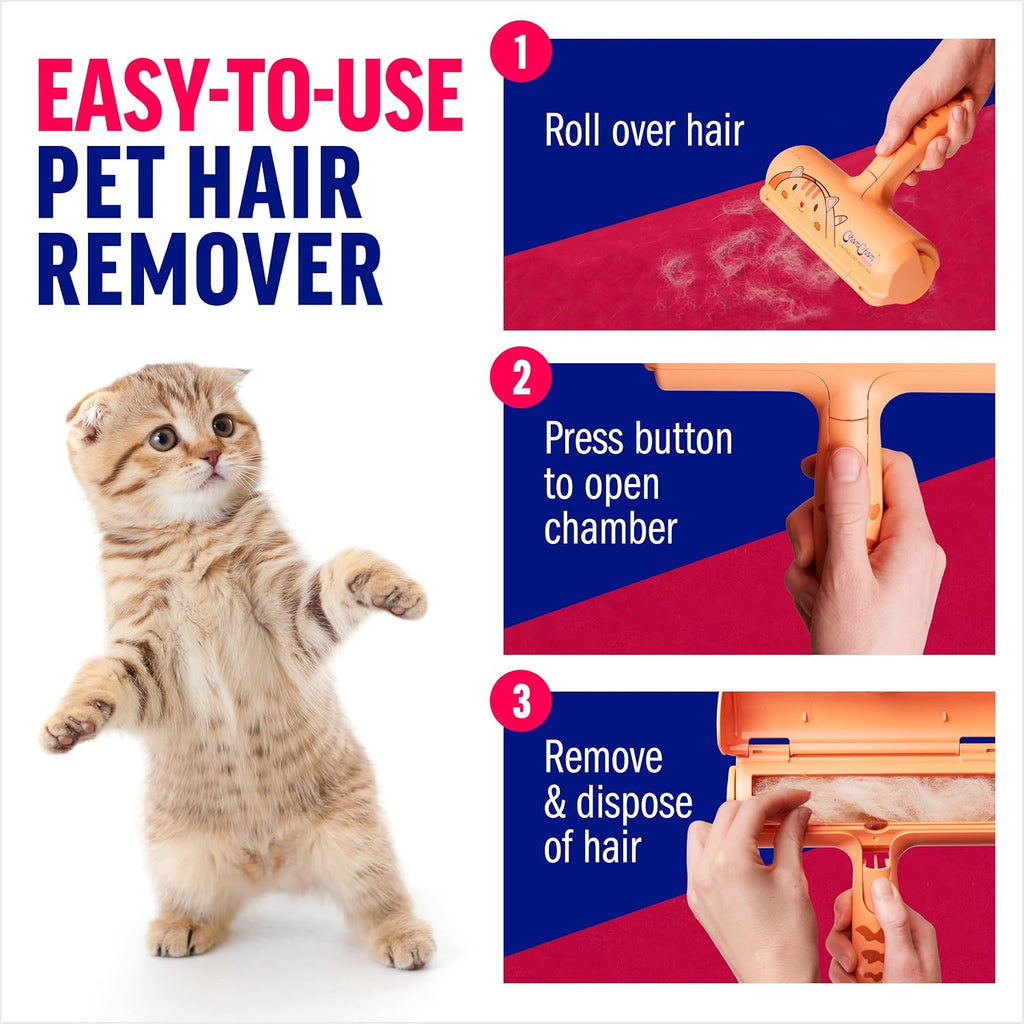 Pet Hair Remover – Original Size Reusable Lint Roller for Cat & Dog Hair on Furniture, Couch, Carpet, Car, Rugs &