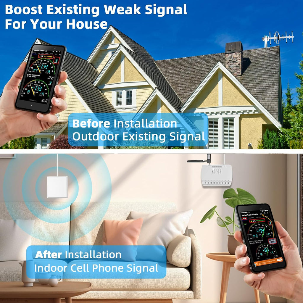 Cell Phone Booster for Home Up to 7000Sq. Ft,Cell Booster for Rural Area with 2 Indoor Antennas,Boosts 5G 4G LTE for